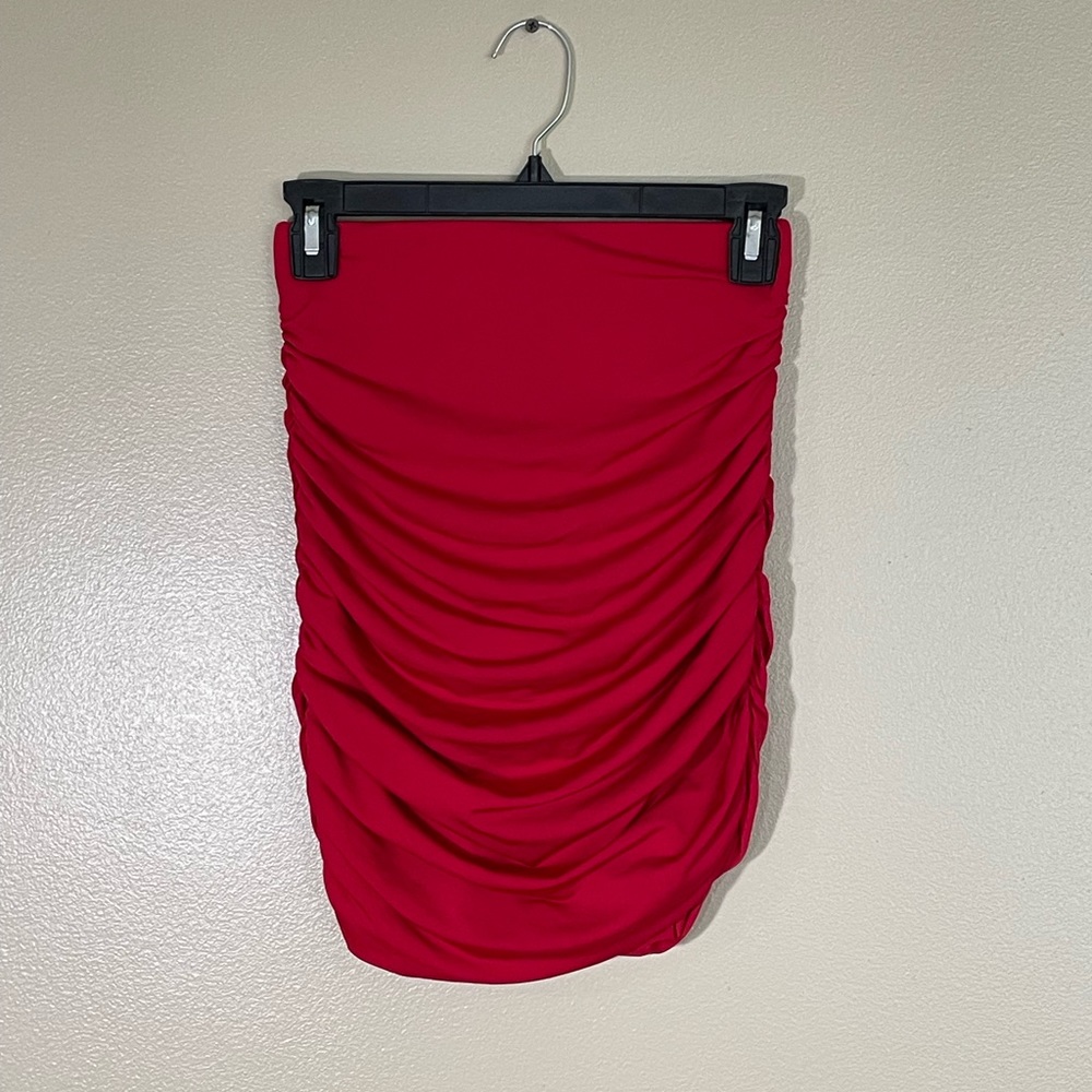 Red Ruched Mini Skirt